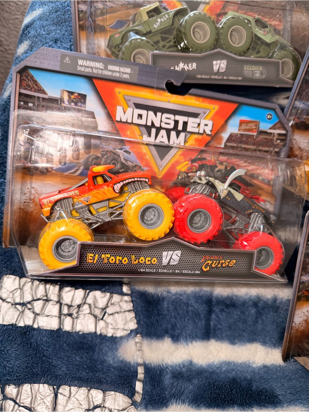 Monster Jam El Toro Loco & Grave Curse 2-Pack Toy Monster Trucks - Orange & Red